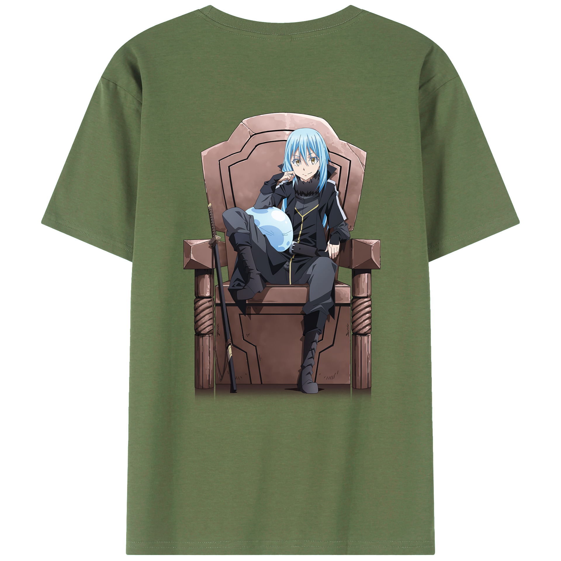 （画像用） 転スラ Regarding Reincarnated to Slime 綿100％ メンズ半袖Tシャツ（バックプリント） 通気性